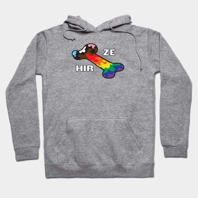 Pride In My Bones Pronouns Ze/Zir Hoodie by BiOurPride